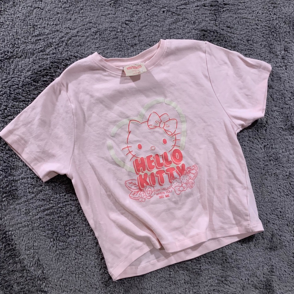 Hello Kitty x Primark Pink Graphic T-Shirt Womens‎ Large Short Sleeve Cotton Tee